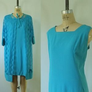 vintage 1960s blue dress |vintage blue shift dress